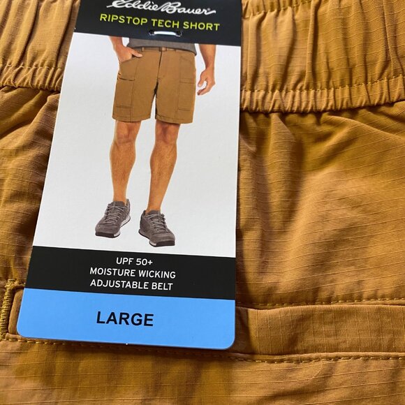 Eddie Bauer Mens Ripstop Tech Shorts Medium Elastic Waist Nylon Lg NWT - Picture 9 of 9